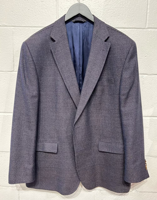 Men's XL 46R "Morgan" Wool-Linen Woven Sportscoat Jacket Blazer, Blue/Rust, Jack Victor