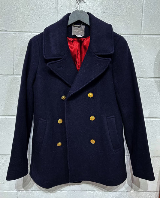 Women's 10T Wool Pea Coat Gold Buttons, Navy, J Crew