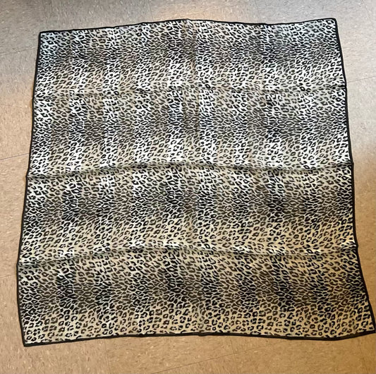 Silk Black/Ecru Leopard Print Medium  Square Scarf