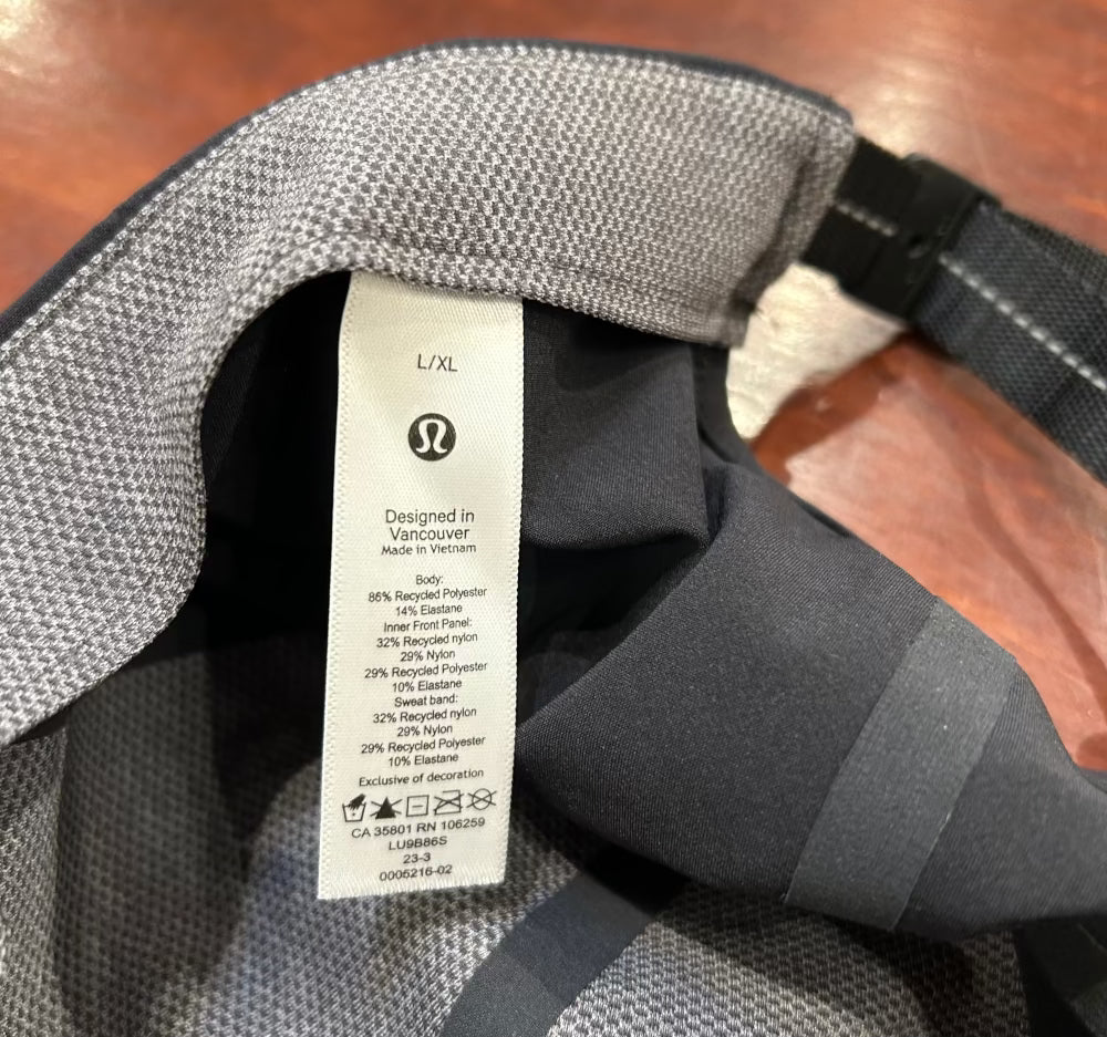 Black Fabric Hat L/ XL, Ball Cap Lululemon