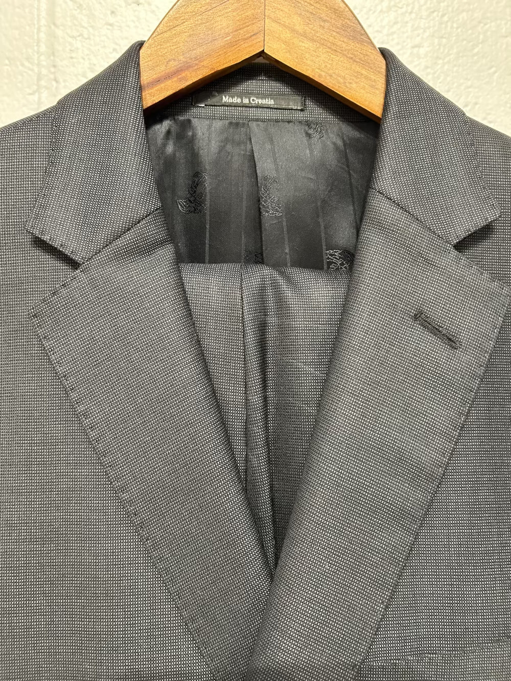 Men's 50 Suit Versace Collection Grey Microcheck 100% Wool