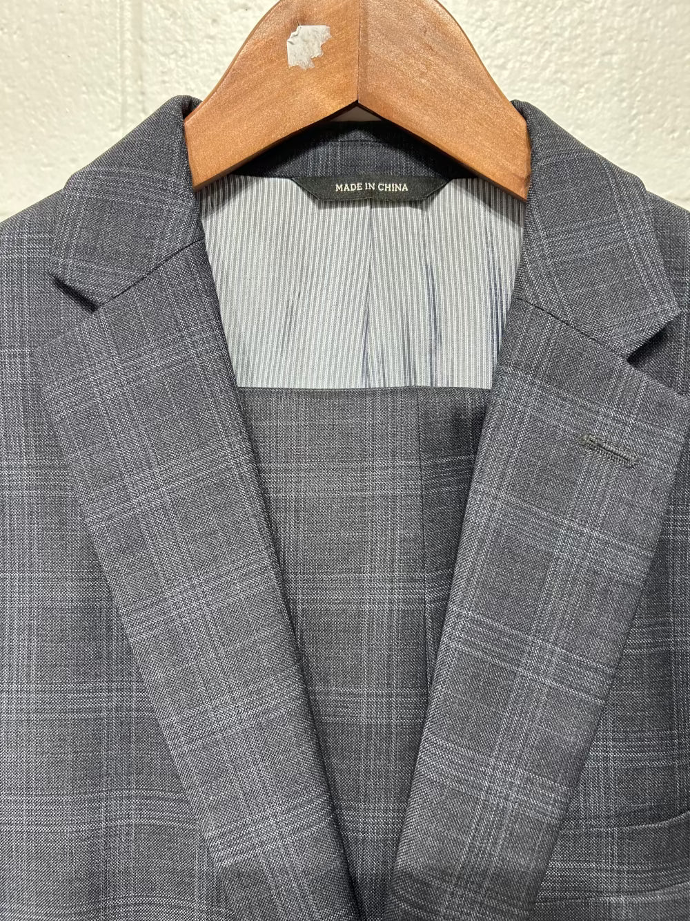 Men's 40R Suit Banana Republic 100% Wool Grey Glen Plaid