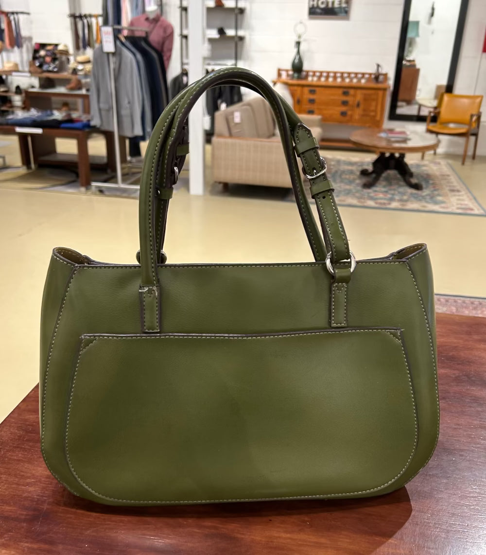 Olive Green Faux Leather Purse Shoulder Bag, Mondani