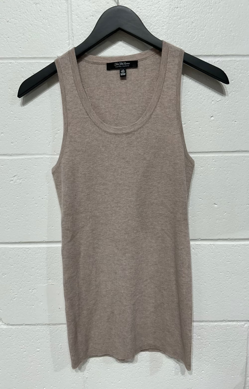 Women's L (fits M-L) 100% Cashmere Tank Sweater, Beige, Saks Fifth Avenue