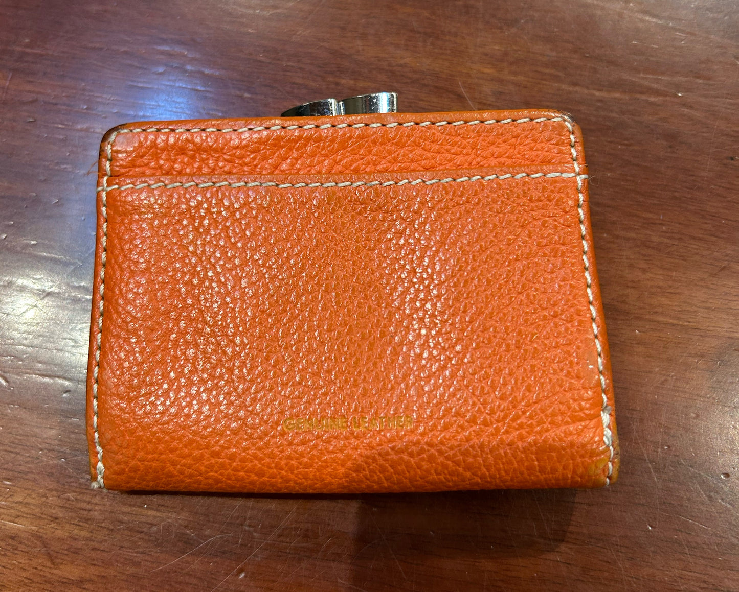 Orange Leather Wallet, Coin Purse