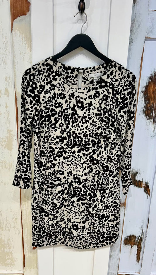 Women's Dress 00 Long Sleeve Tunic Mini Pockets Crepe - Leopard Print, J Crew