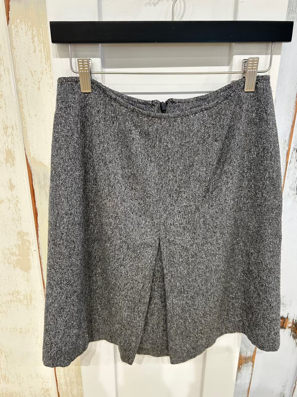 Women's 8 Flared Skirt Knee Length, Silk-Wool Blend Fully Lined - Grey Tweed, Liz Claiborne Sport