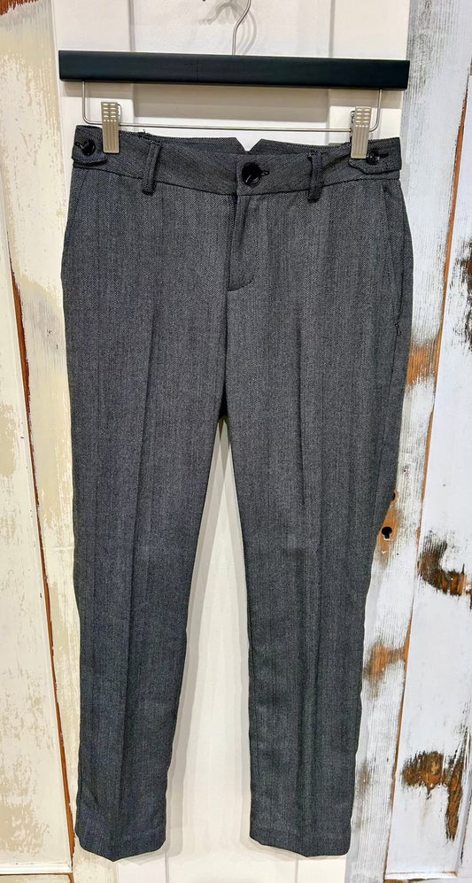 Women's 34 (US 27) Trouser, Ankle, Herringbone, Tab Waist - Grey w Black,  MKT Studio