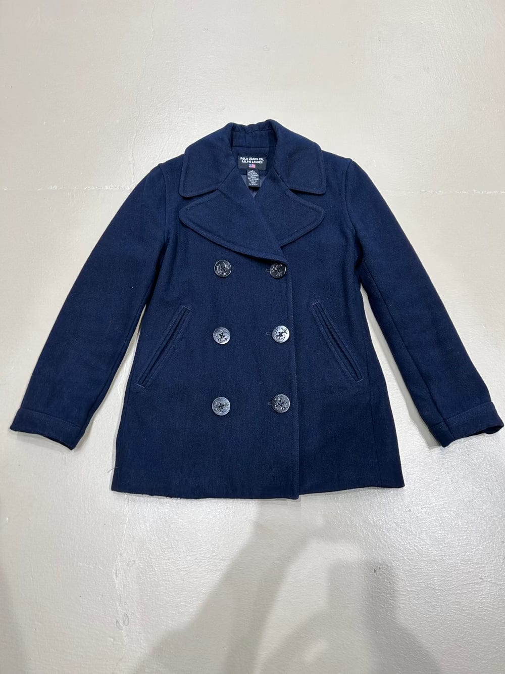 Women's S Cropped Pea Coat Jacket Wool Blend - Navy Blue, Ralph Lauren