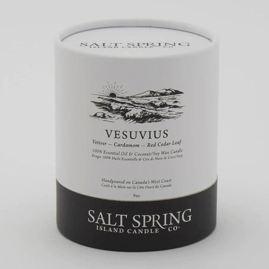 Local Pickup Only - Vesuvius - Salt Spring Candle - 9 oz. Glass - Vetiver - Cardamom - Red Cedar Leaf - New