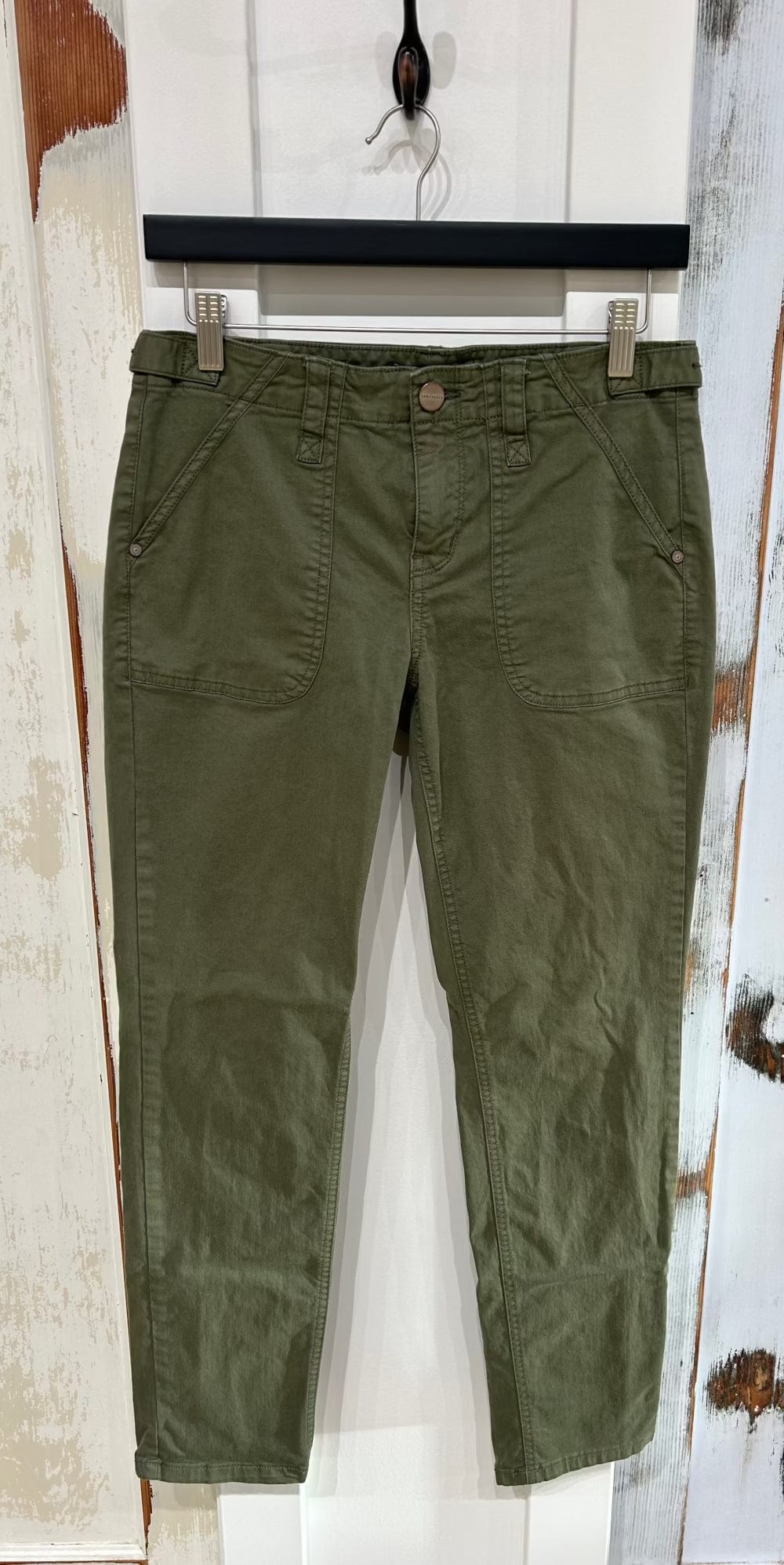 Women's 27 Trouser Cotton, Tapered, Front Pockets- Military Green, Sanctuary