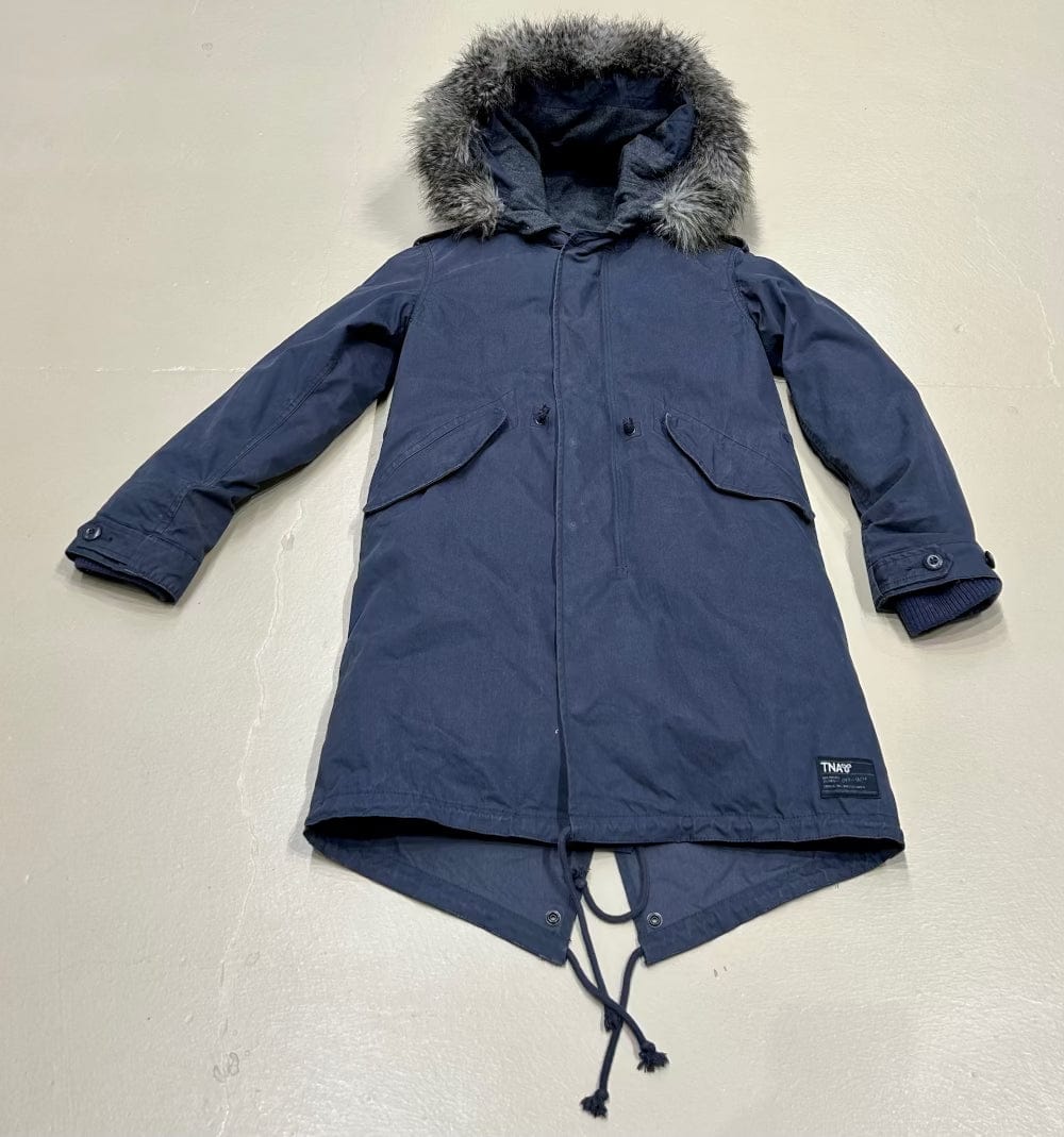 Women's XS Winter Coat Jacket, Removable Fur Hood and Liner - Navy, TNA