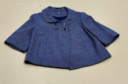 Women's M Cropped Tweed Swing Jacket Wool Blend - Blue, Tall