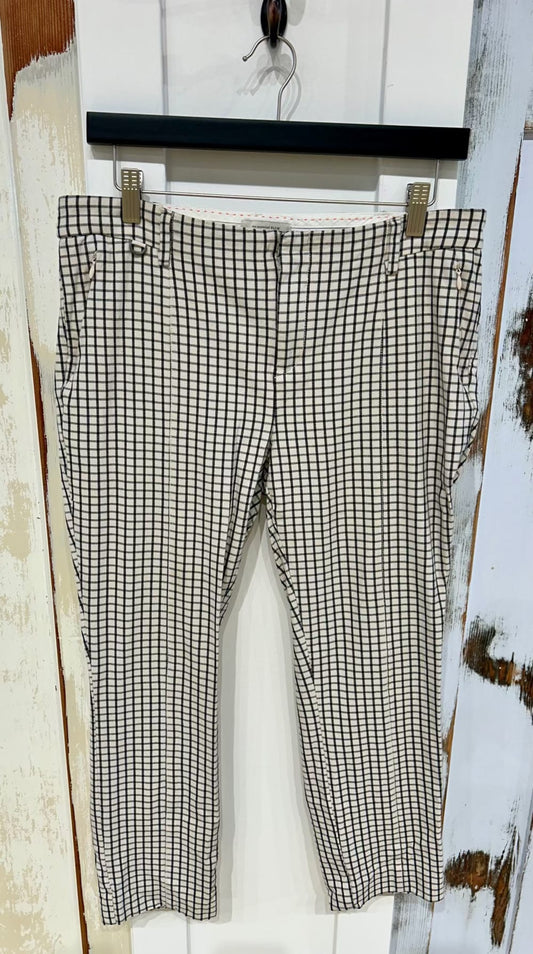 Women's 8 Trouser Plaid Cropped, Zipped Pockets - Cream/Black Mix, Anthropologie