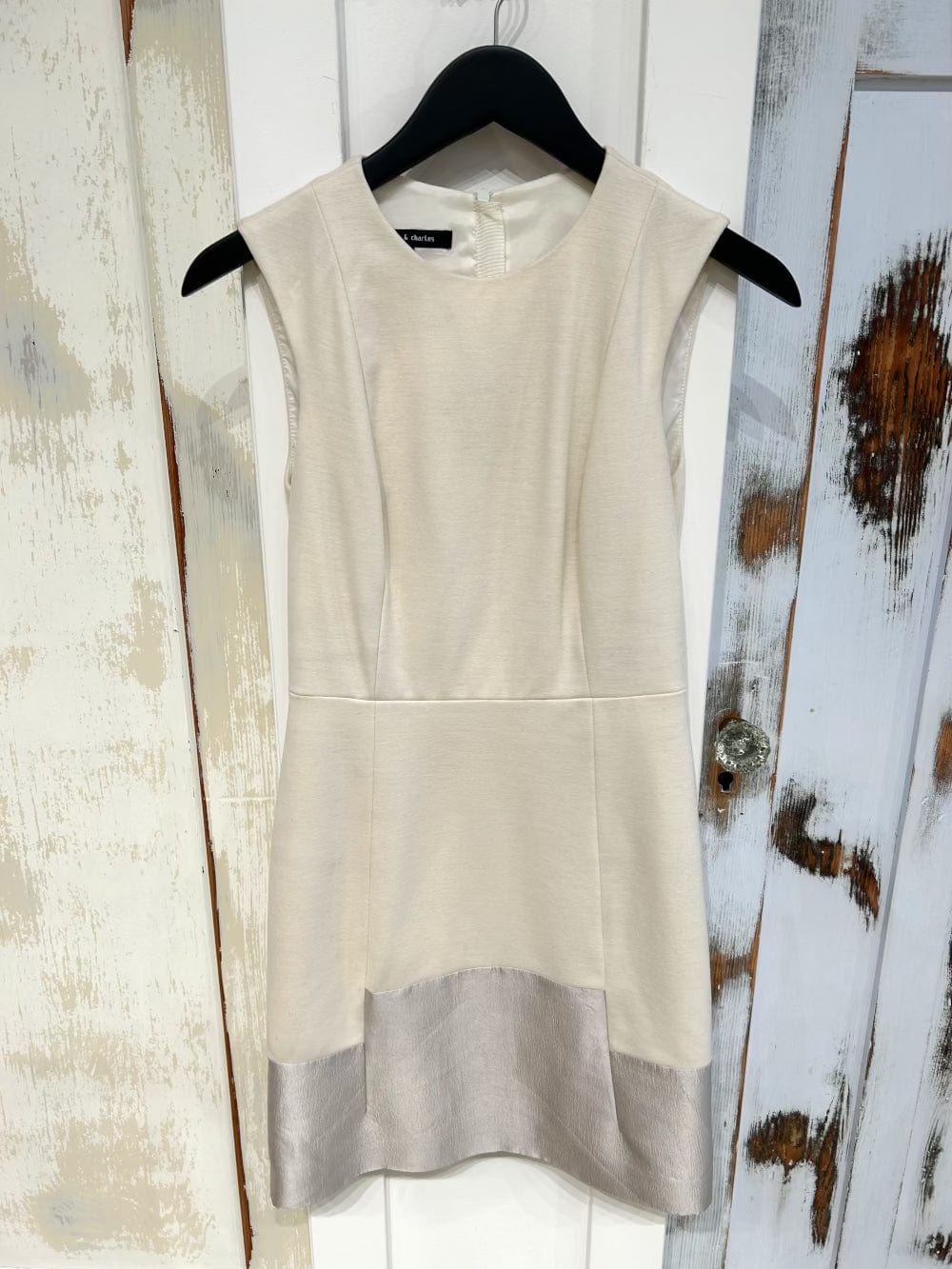 Women's Dress 2, 97% Wool Sleeveless w Trim - Cream, Judith & Charles