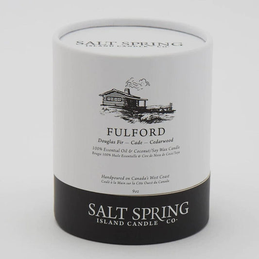 Local Pickup Only - Fulford - Salt Spring Candle - 9 oz. Glass - Douglas Fir - Cade - Cedarwood - New